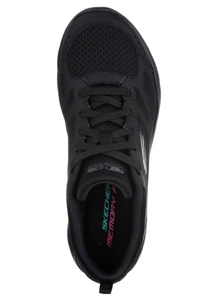 SKECHERS, sportliche Damen-Sneaker, mit Nappaleder-Bes&auml;tzen SCHWARZ